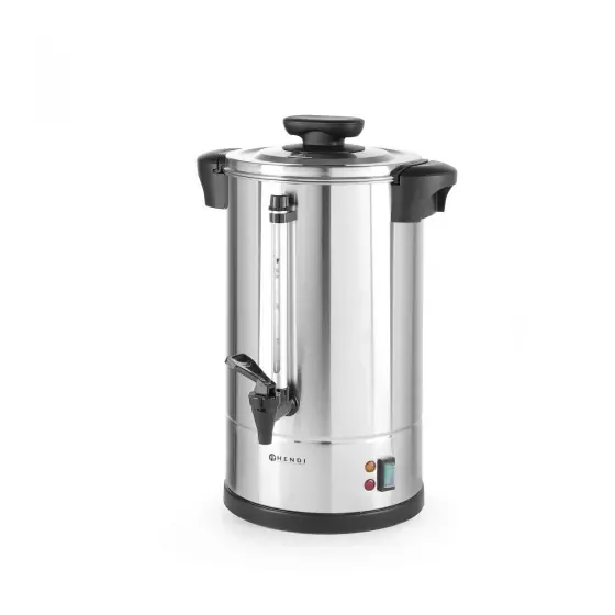 Boiler pentru bauturi calde cu pereti dubli Hendi, 1300 W, 10 L, Temp 30 - 100?C , Argintiu, sistem inchidere "Twist-lock", Inox, 310x330x(H)490 mm Livrare rapidă