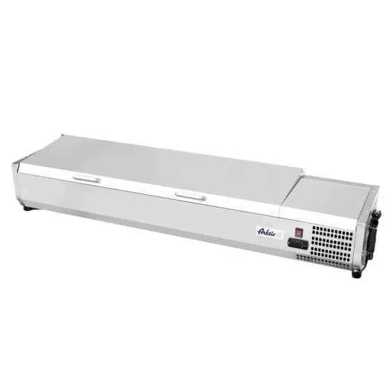 Doar azi Vitrina frigorifica tip display Inox pentru containere GN 1/3 cu o inaltime maxima de 150 mm Hendi, 7x GN1/3, 180 W, 1605x395x(H)290 mm