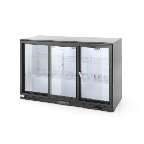 Chilipir Vitrina frigorifica de prezentare 3 usi glisante interval temperatura 2/10?C, 300 W, corp inox, ARKTIC by Hendi, 1335x500x(h)900 mm 338 Litri, Clasa energetica E