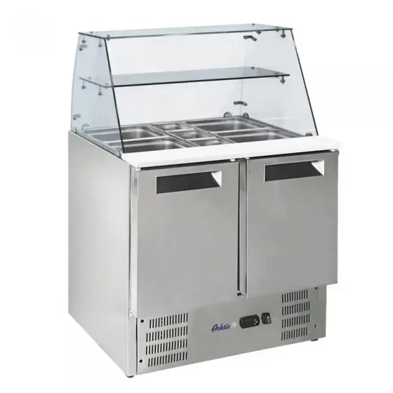 Ieftin Masa rece cu 2 usi pentru salata Hendi , cu suprastructura din sticla, 900x695x(H)825 mm