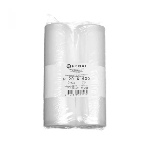 Set 2 role pungi de vidat gofrate pentru masini de ambalat, pentru depozitarea alimentelor Hendi, 200x6000 mm Expediere rapidă