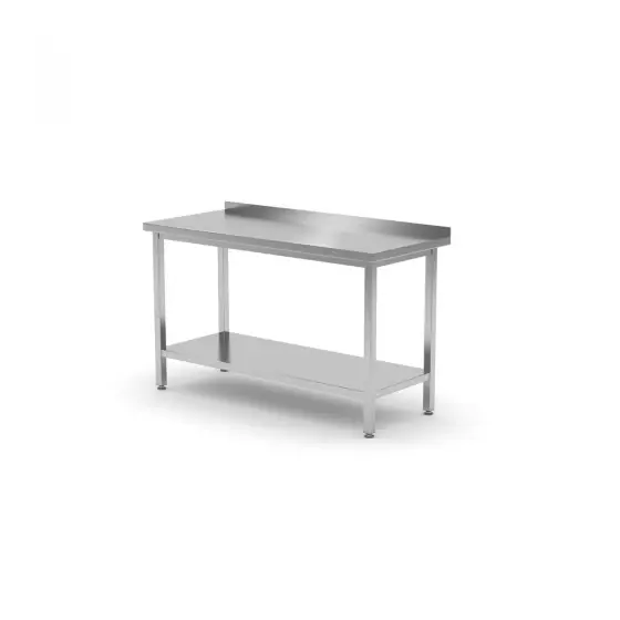 Masa de lucru Hendi din inox, pentru perete, cu polita, 1400x700x850(h) mm Discount
