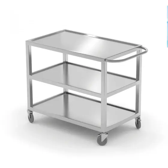 Super ofertă Carucior pentru servire cu 3 rafturi si roti cu frane fiecare raft suporta pana la 75 Kg Hendi, Inox, 800x500x(H)850 mm