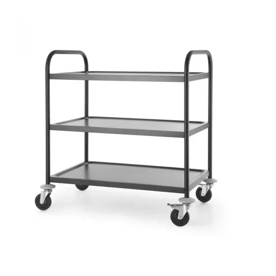 Carucior bucatarie 3 nivele, cu roti, negru mat, pentru depozitare si servire, Hendi, incarcare maxima 50 kg/nivel, 823×500x(H)950 mm Preferatul clienților