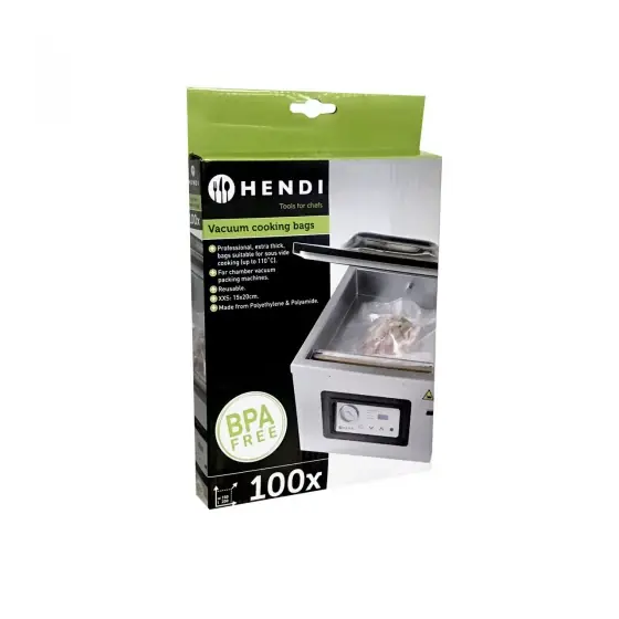 Set 100 buc pungi vacuum netede 150x200 mm, ideale pentru gatit in sistem Sous-vide, Hendi, 2 straturi, 75 microni grosime Cel mai vândut