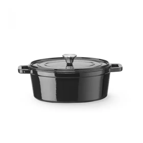 Promoție Tava din fonta emailata, HENDI, 4,4L, Negru, 365x290x(H)115mm