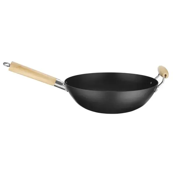 Wok cu maner din lemn Ø 32 cm (H) 100mm otel carbon Reducere specială