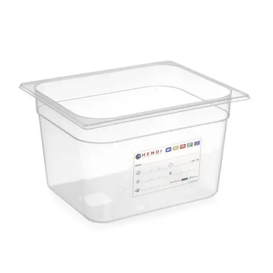 Tava Gastronorm GN1/2, 325x265x(H150 mm, 9.5 lt, polipropilena, cu marcaj HACCP, Hendi Expediere rapidă