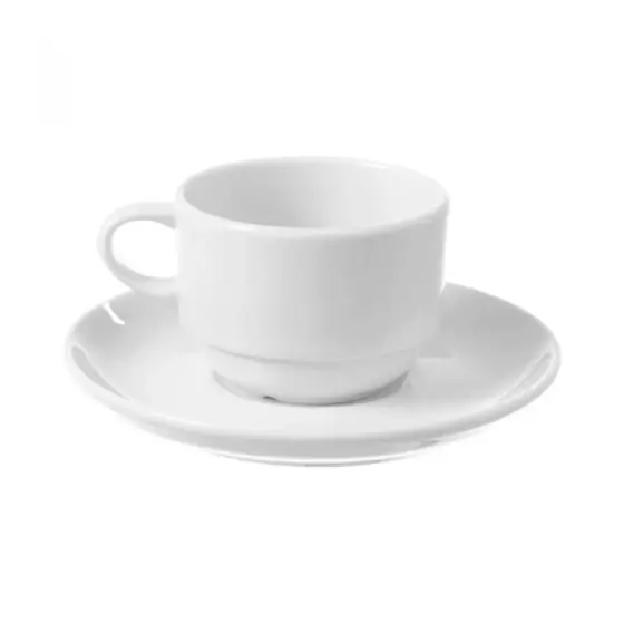 Ultima șansă Ceasca cu farfuriuta Bianco 230 ml portelan alb, , Fine Dine