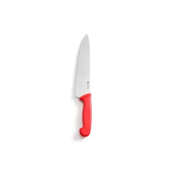Cutitul bucatarului, maner rosu, lama inox grosime 2,5 mm, 240/385 mm, Hendi, potrivit si pt uz profesional Doar azi