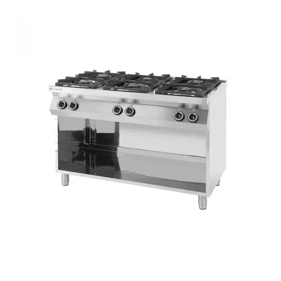 Aragaz profesional pe gaz Hendi Kitchen Line cu 6 arzatoare Inox 28.5 kW 1200x700x(H)900 mm Reducere de preț