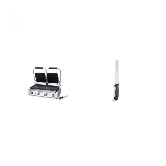 Contact grill dublu (striat/neted) + Cuțit pâine negru Vezi acum