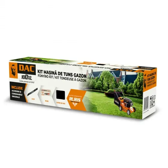 Kit întreținere mașină de tuns gazon DAC 100XL, cuțit, filtru aer, bujie, kit șurub Retur ușor