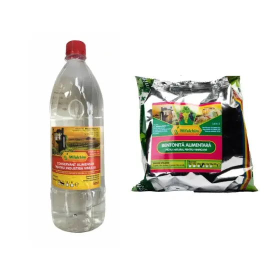Pachet limpezire si conservare vin, Conservant vin, 1 l + Bentonita alimentara, 500 g Reducere