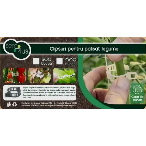 Set sfoara de palisat 900 g si clipsuri pentru palisat legume ,1000 bucati, SemPlus Calitate înaltă