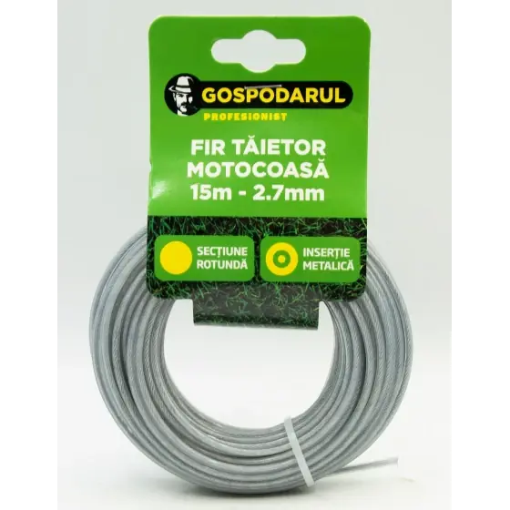Fir taietor cu insertie metalica 15m - 2.7mm (sectiune rotunda) (MC) Reducere specială