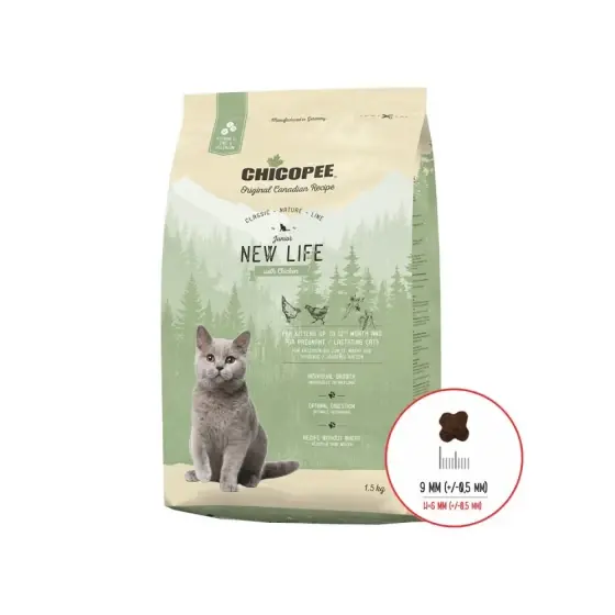 Hrana Uscata Pentru Pisici Super Premium Chicopee Cnl Junior New Life Chicken 1.5Kg Reducere de preț