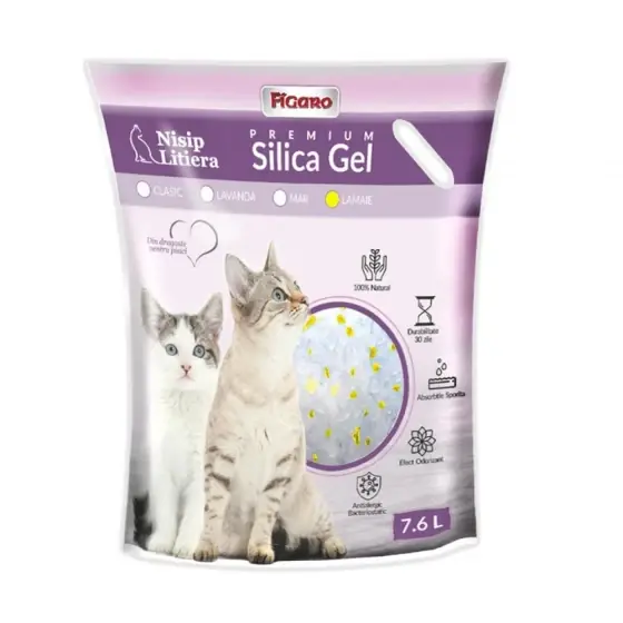Asternut Pentru Litiera Pisici Nisip Silica-Gel Figaro Premium 7.6L-Lamaie Mai ieftin