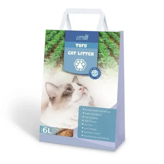 Asternut Natural Tofu Pentru Pisici Tip Peleti 6L 2.7Kg (6Pg/Bax) Ofertă de sezon