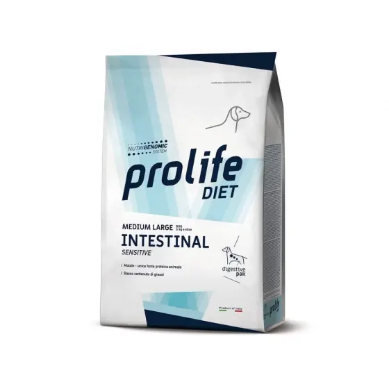 Ultima șansă Dieta Veterinara Uscata Prolife Intestinal Sensibil Pentru Caini De Talie Medie/Mare 8 Kg