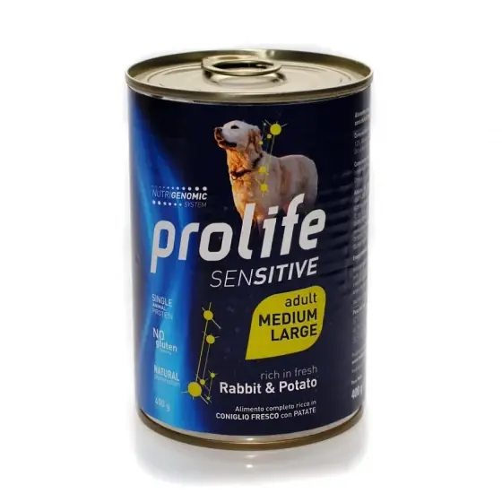 Preț redus Hrana Umeda Pentru Caini Premium Prolife Dog Adult Sensitive Medium/Large Iepure&Cartof 400Gr/39681
