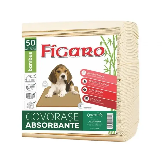 Calitate înaltă Covor Absorbant Pentru Caini Figaro Bambus 60X60Cm (50Buc/Bax)
