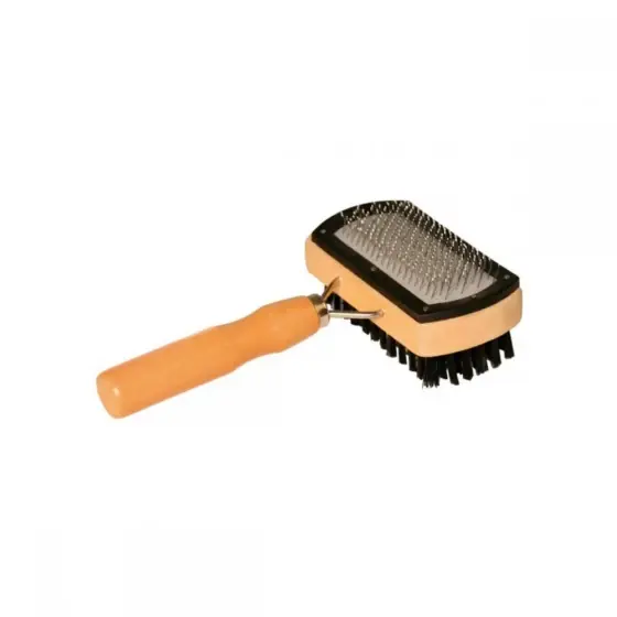 Ofertă exclusivă Perie Tesala Dubla De Lemn Pentru Caini Kerbl 17X10Cm