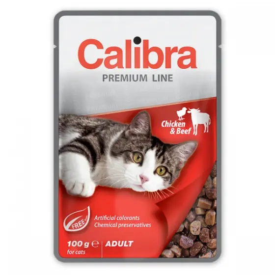 Retur ușor Calibra Cat Pouch Premium Chicken & Beef 100 g