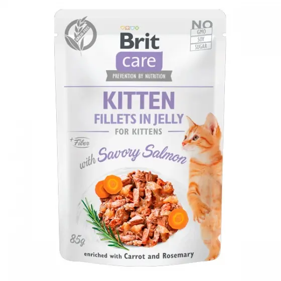Brit Care Cat Kitten Fillets in Jelly with Savory Salmon 85 g Preț mic