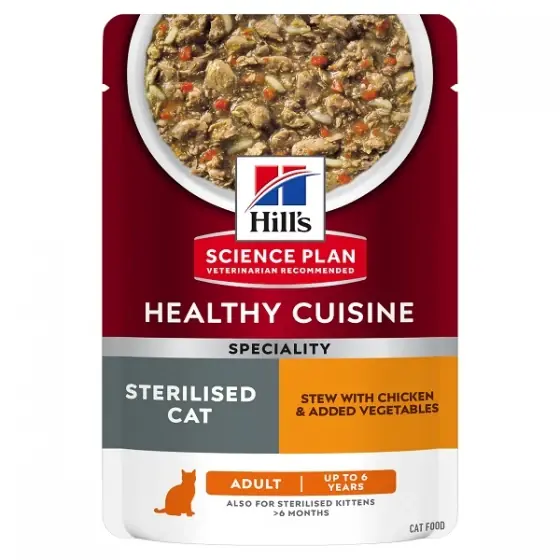 Hill's SP Feline Adult Sterilised Chicken & Vegetables Stew 80 g Livrare rapidă