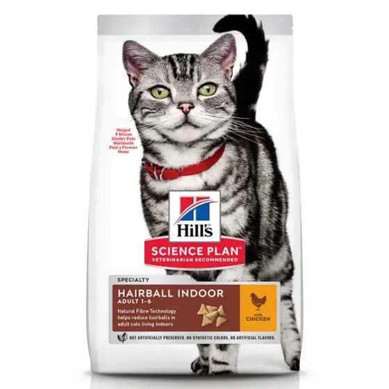 Hill's SP Feline Adult Hairball and Indoor Chicken 1.5 kg Reducere specială