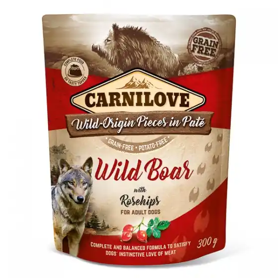Mai ieftin Carnilove Dog Pouch Paté Wild Boar with Rosehips 300 g