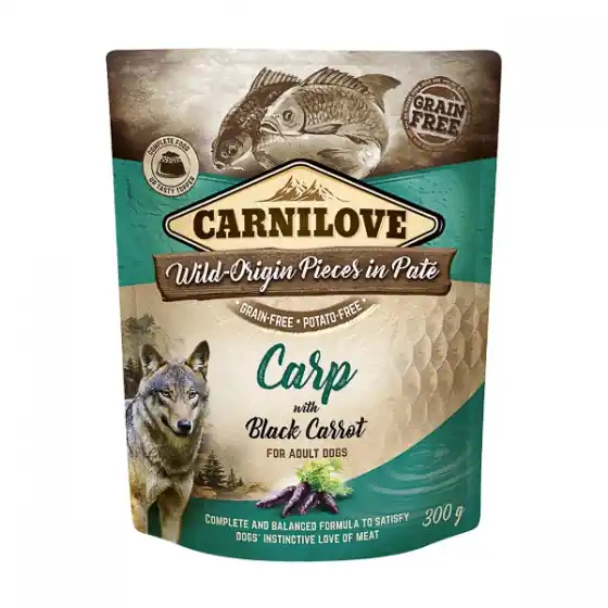 Super ofertă Carnilove Dog Pouch Paté Carp with Black Carrot 300 g