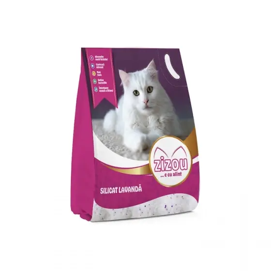 Asternut igienic pentru pisici Zizou, Lavanda, Silicat, 5 l Lichidare de stoc