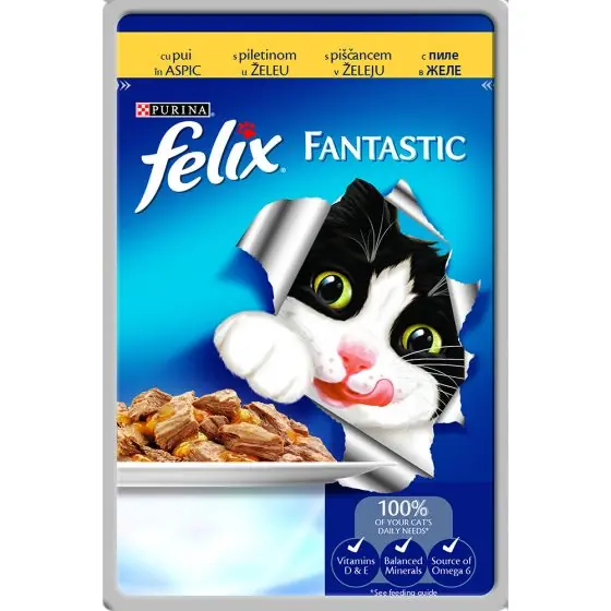 Hrana umeda pentru pisici, Felix Fantastic, pui, set 6 x 100 gr Comandă acum