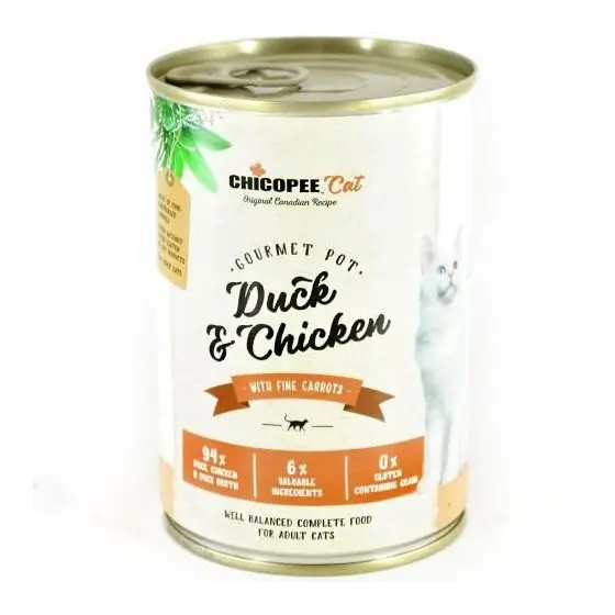 Hrana umeda pentru pisici, Chicopee Pui si Rata,400 g, set de 12 bucati Reducere extra