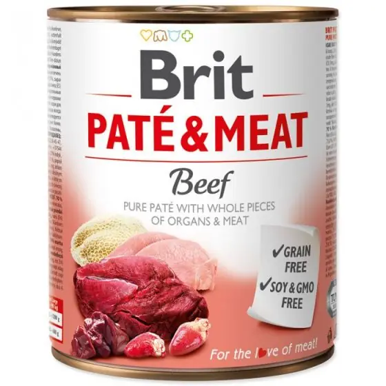 Retur gratuit Hrana umeda pentru caini, Brit Pate and Meat, vita, set 6 x 800gr