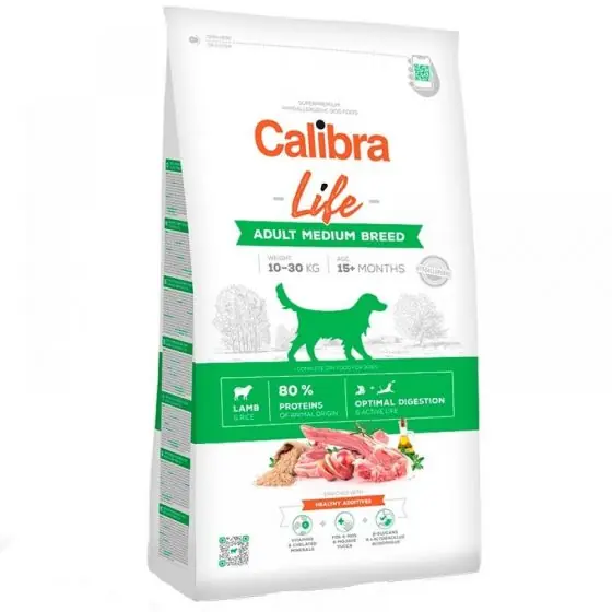Lichidare de stoc Hrana uscata pentru caini, Calibra Dog Life Adult Medium Breed cu miel, 2.5 kg
