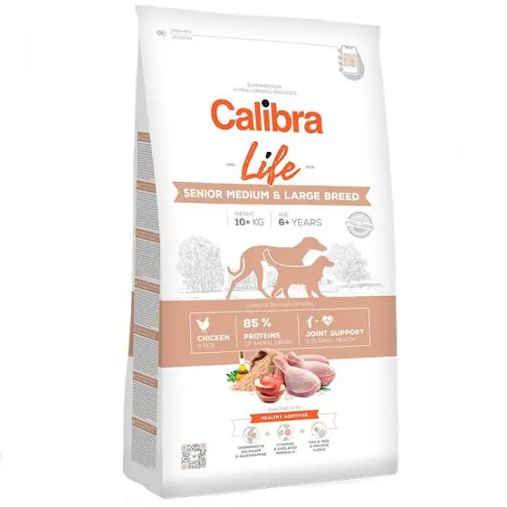 Plată sigură Hrana pentru caini, Calibra Dog Life Senior Medium & Large Breed cu Pui, 2.5 Kg