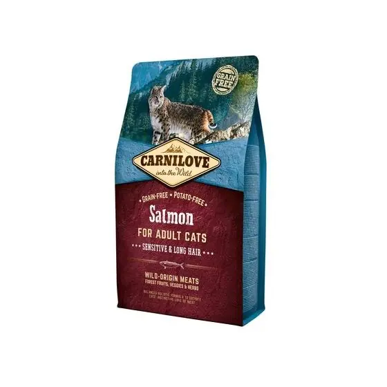 Reducere extra Hrana uscata pentru pisici Carnilove, Sensitive & Long Hair, Somon, 2 Kg