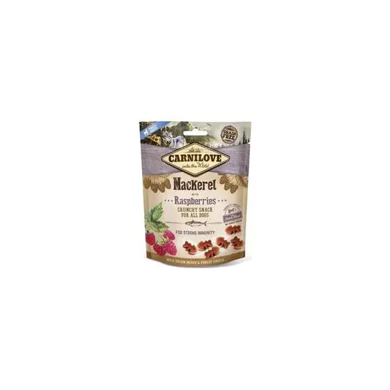 Recompense pentru caini Carnilove Crunchy, Macrou si Zmeura, 6x200g Disponibil imediat