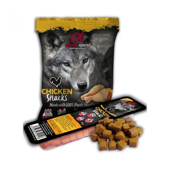 Livrare expres Snack pentru câine Alpha Spirit, cu pui, 50 g
