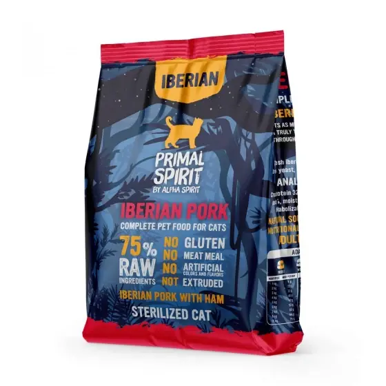 Preț redus Hrană uscată Premium pentru pisică sterilizată Primal Spirit, cu porc iberic, 1 kg
