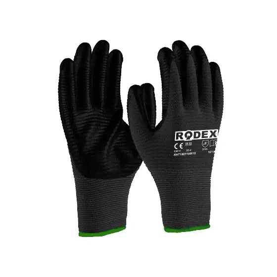 Mănuși De Lucru Negru Pu Acoperit 9 Inch Culoare Neagră - Rodex Expediere rapidă