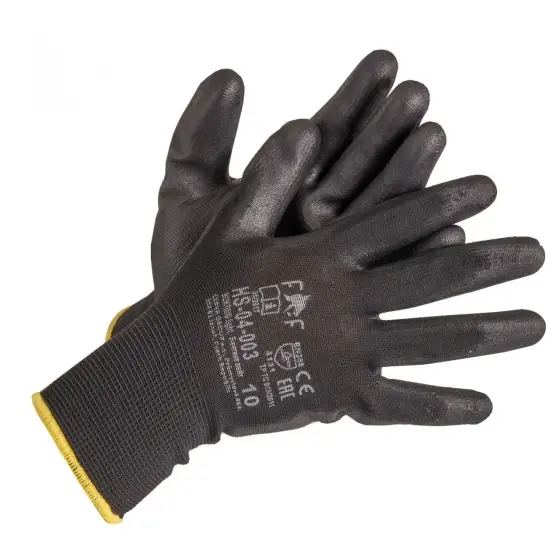 Disponibil imediat Mănuși cu peliculă din poliuretan BuntingLight Black HS-04-003, negru, 7