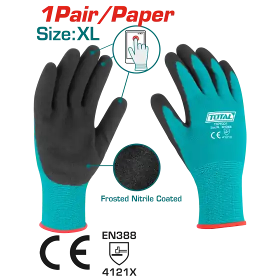 Plată sigură TOTAL - MANUSI DE PROTECTIE - NITRIL + TEXTIL - XL
