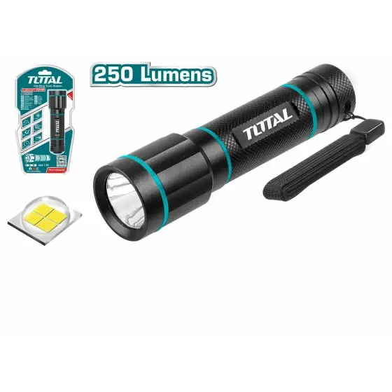 Preferatul clienților Total - Lanterna Portabila Din Aluminiu, 250 Lumeni (Industrial)