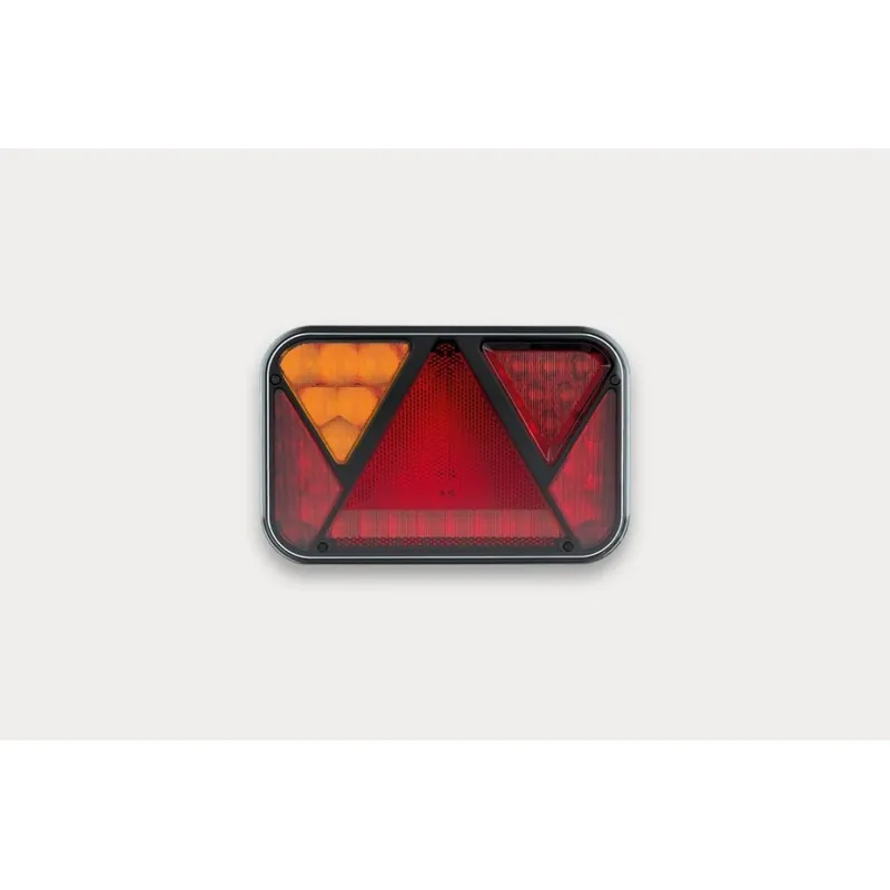 Ofertă limitată LAMPĂ SPATE UNIVERSALĂ stânga cu triunghi reflectorizant LED 12V, 5 funcții STOP/POZIȚIE/SEMNALIZARE/FARURI DE CEAȚĂ,