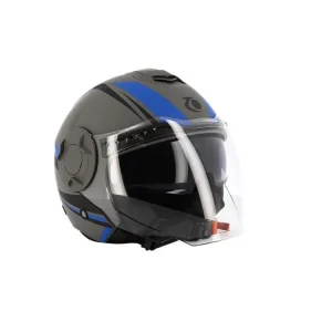 Cască scuter TRENDY T-406, Gri-Albastru Mat, Mărimea L Doar azi