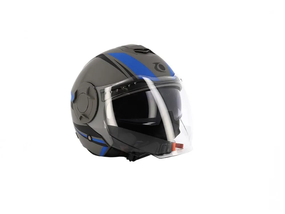 Cască scuter TRENDY T-406, Gri-Albastru Mat, Mărimea L Doar azi